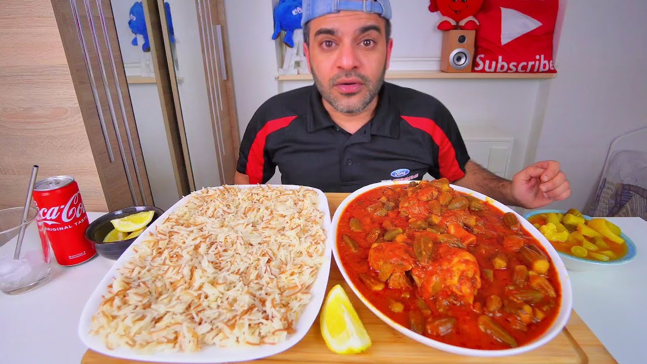موكبانغ البامية المصرية بموزات الغنم وصفة مصرية خالصة Egyptian Okra Stew With Lamb Shanks Mukbang Ea