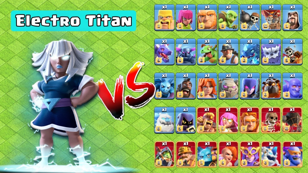 Electro Titan vs All Max Troops | Clash of clans
