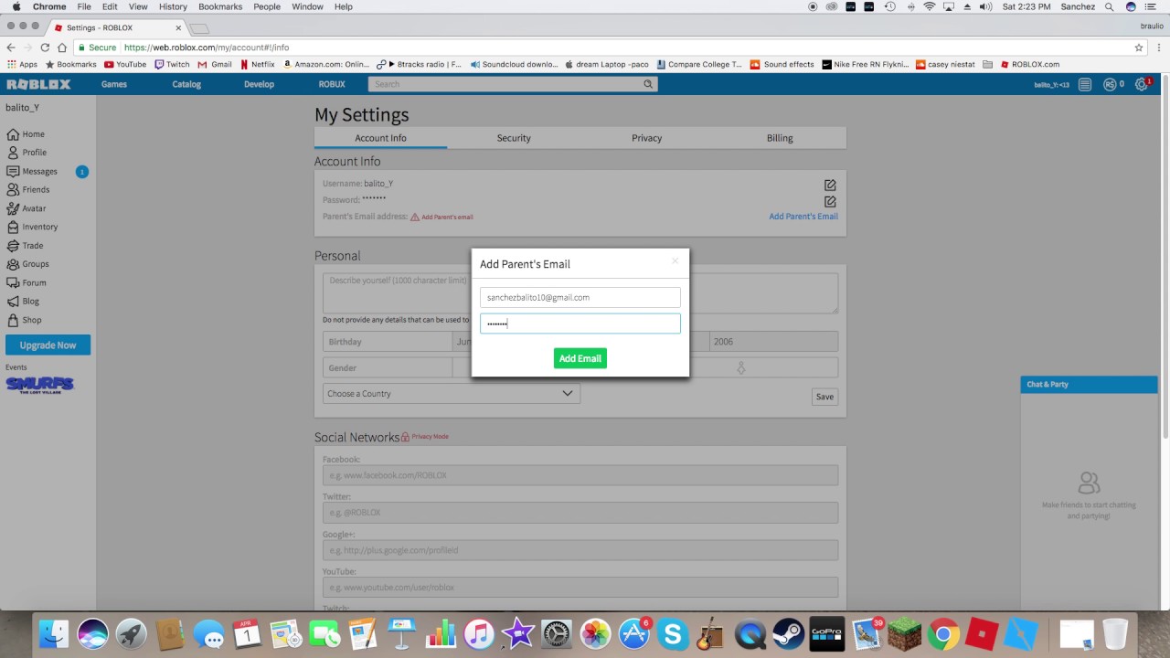 How Do You Add Parent Email On Roblox Youtube - roblox email info