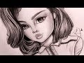 Drawing selena gomez in semirealism   speed drawing by christina lorre