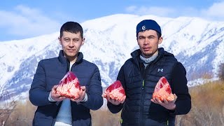 Delicious dimlama and kebab from bull&#39;s heart l Prepared in the snowy mountains