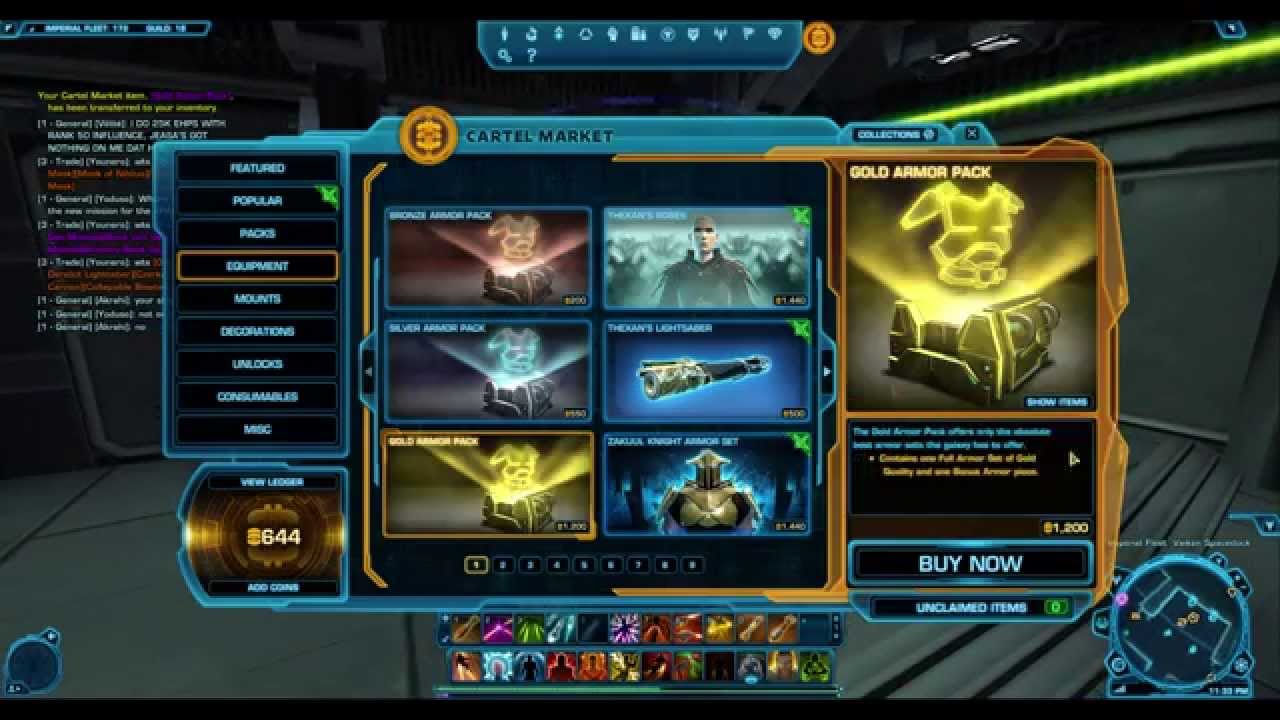 Swtor Opening gold armor packs YouTube