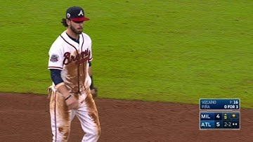 MIL@ATL: Swanson makes great catch to secure the save