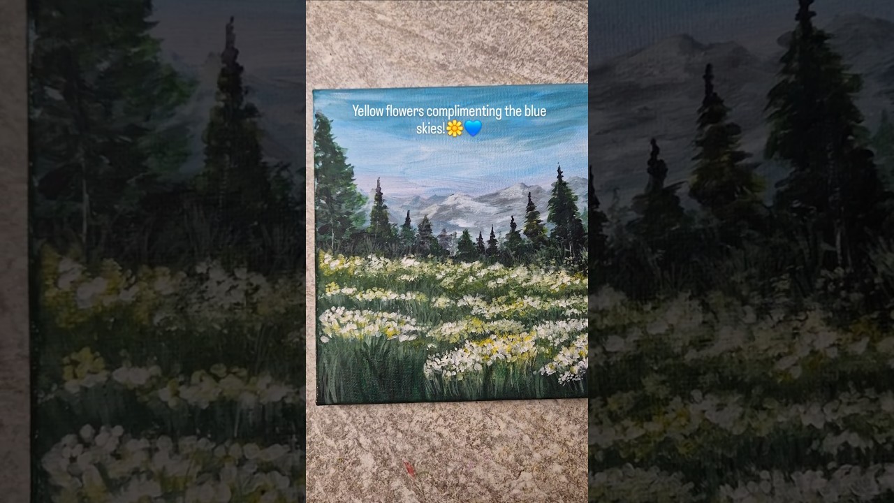 Dreamy yellow fields and blue skies 🌼💙 Acrylic painting