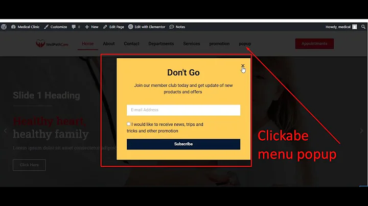 How to Trigger an Elementor Pop Up from a Menu Text