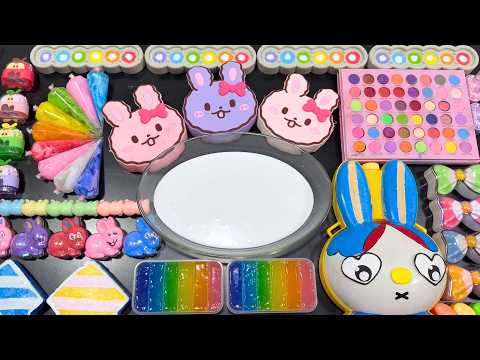 RELAXING WITH RABBIT VS CLAY PIPING BAGS VS MAKEUP ! Mixing Random Things Into Slime