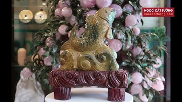 Tượng Cá Chép Phong Thủy Đá Canxedon Tiền Tài Rộng Mở , May Mắn Thịnh Vượng - Ngọc Cát Tường