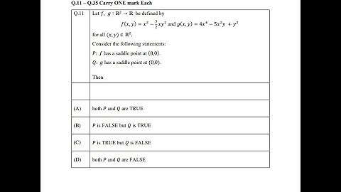 GATE 2023 Mathematics, Saddle point , Multivariable Calculus