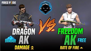 Dragon AK vs Freedom AK Comparision | Paid Vs Free Skin | Best Gun AK skin in freefire after Update