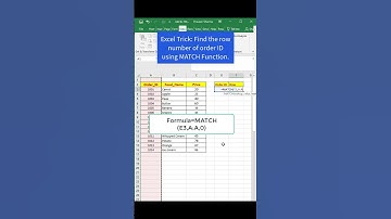 Excel Trick: Find the row number of order ID using MATCH Function.