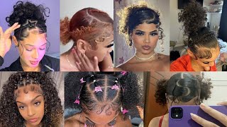 💖~Easy hairstyles on medium and long Curly hair//protective hairstyles compilation🦋✨pt.2