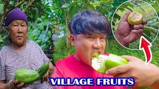 Eating village fruits with mom//Morning Time village vlog//#kakra #amba #ambak#nepalivillagelife