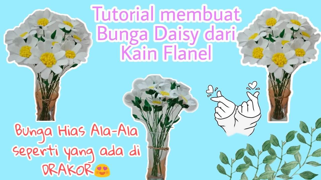 Tutorial membuat Bunga  Daisy dari kain  Flanel  Bunga  Hias 