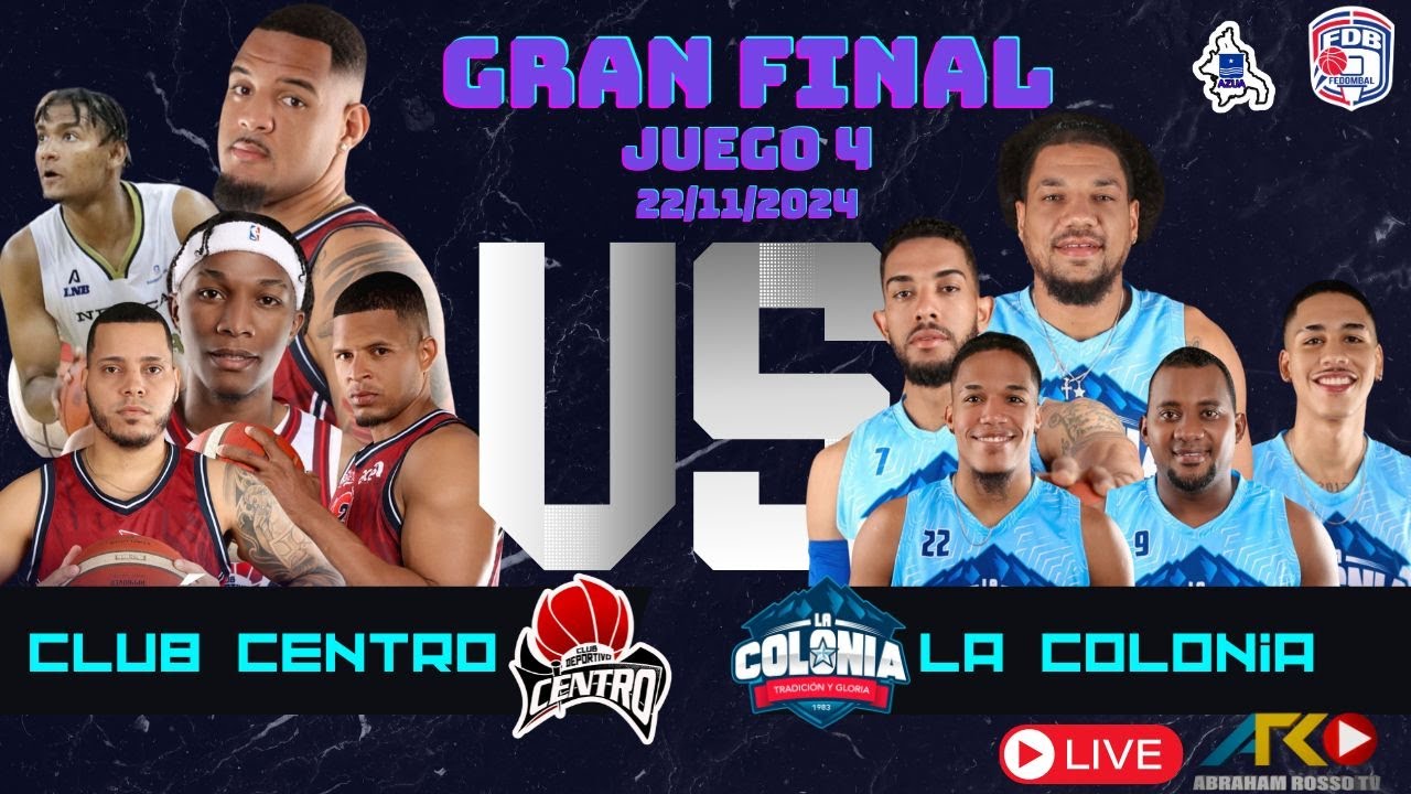 CLUB CENTRO VS LA COLONIA JUEGO 4 ( CONTINUACION ) TBS AZUA 2024 FINAL ...