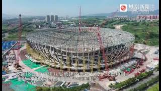 Let us see .How to built a 14,000 tons stadium with shortest time 