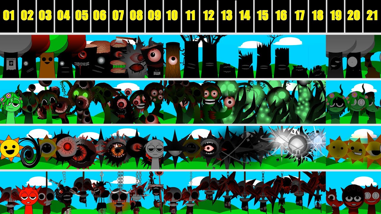 Incredibox Sprunki all in one ( Vineria, Mr. Tree, Raddy, Mr. Sun ) 21 Phase  ... Super new