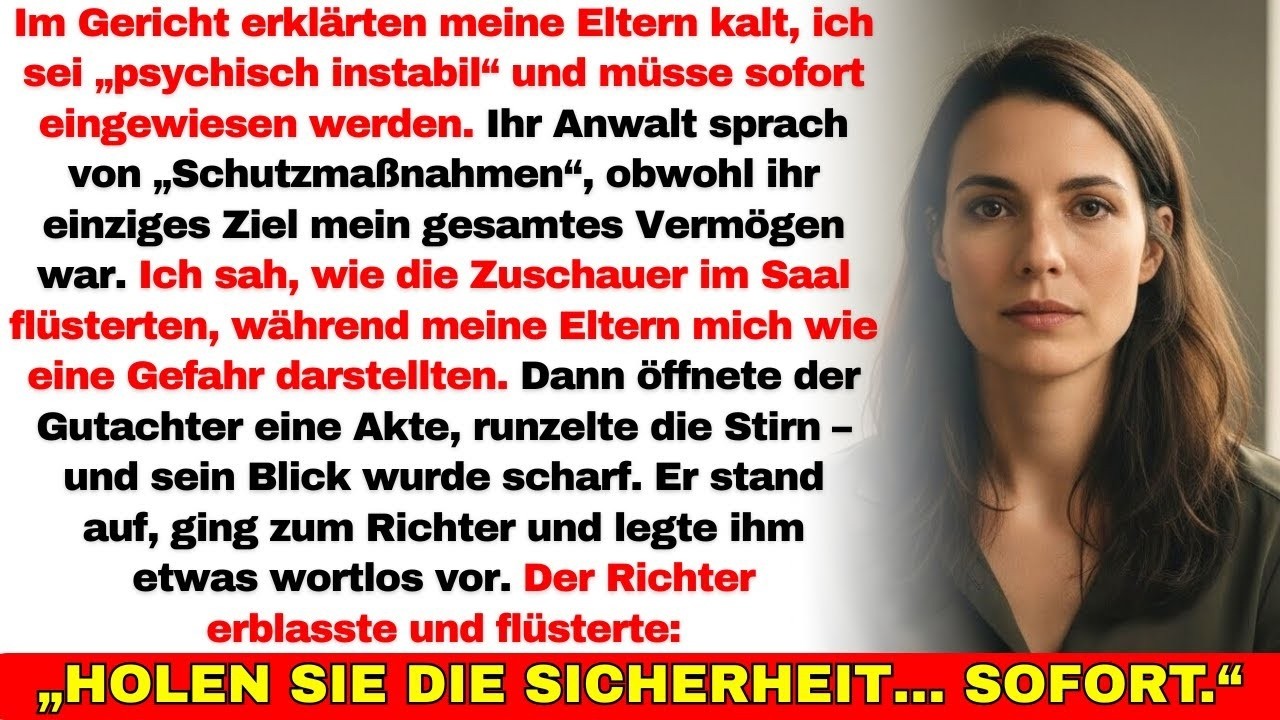 Meine Eltern planten meine Einweisung, um mein Erbe zu übernehmen — bis der Richter in Panik geriet.