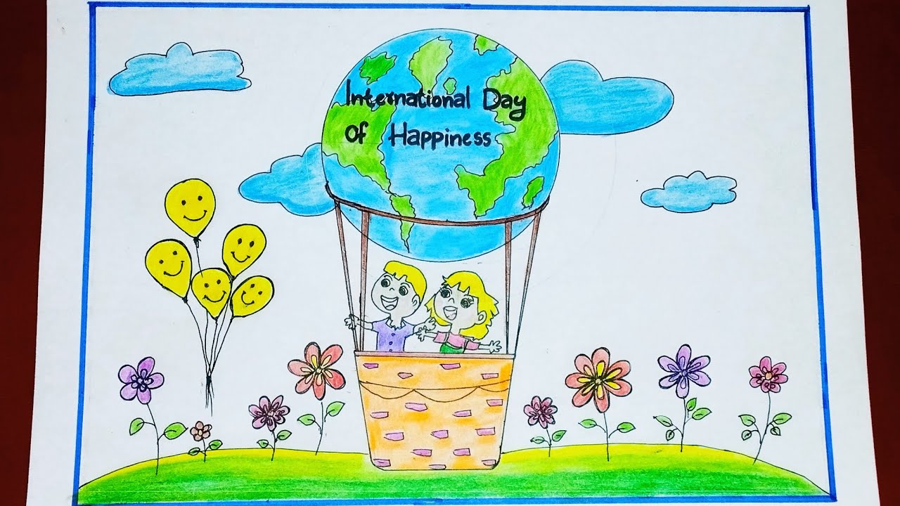 International Day Of Happiness Drawing /World Happiness Day Easy Drawing/World Laughter Day Poster