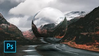 Photoshop Tutorial: Surreal Gląss Sphere Floating Within a Landscape