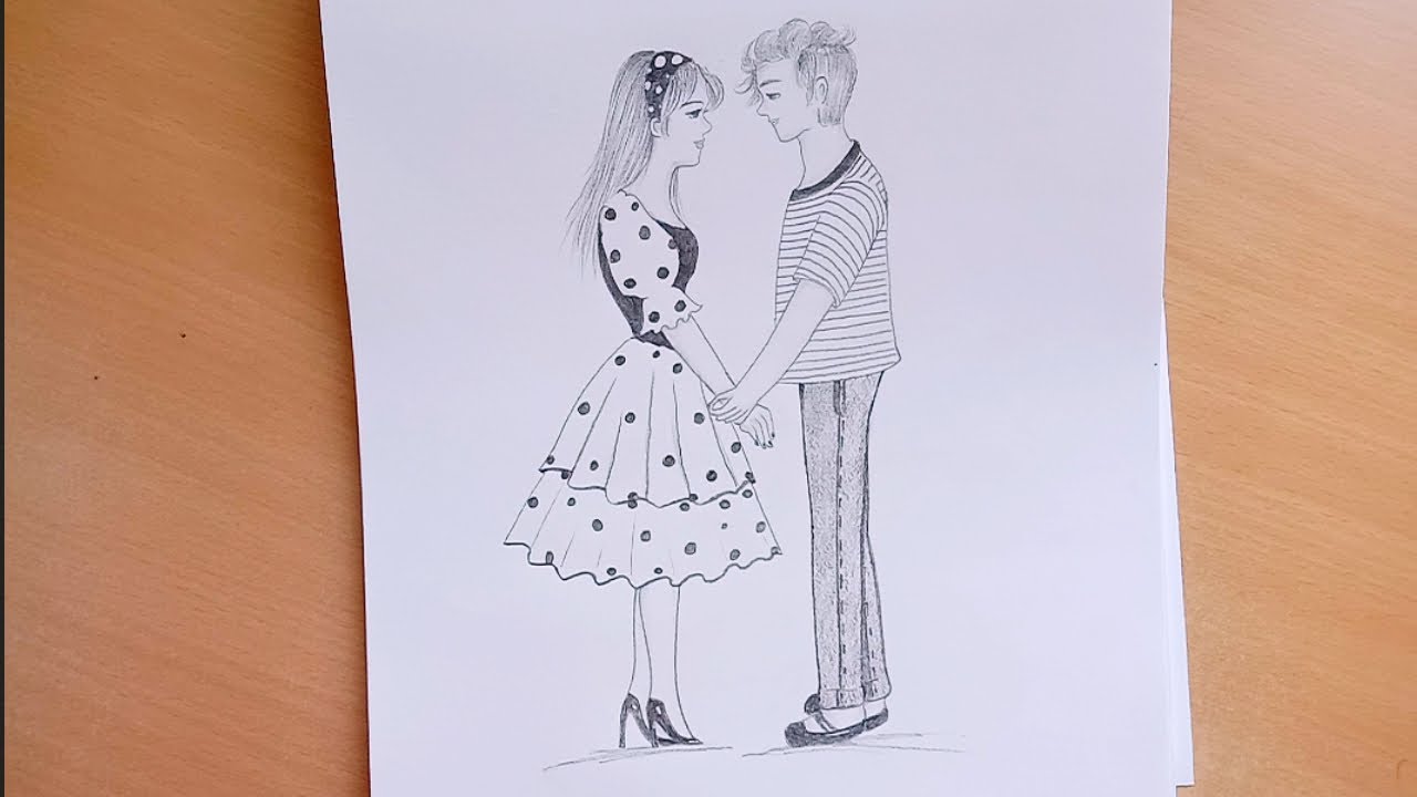 How to draw a girl and a boy holding hands ll easy step by step pencil ...