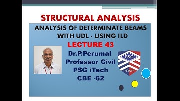 Lecture 43: Beams with UDL - Using ILD by Dr.P.Perumal, PSG iTech, CBE