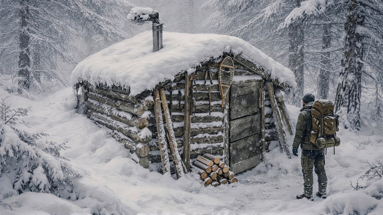 I Survived the Snowy Forest in a Log Cabin | Life Off the Grid - YouTube