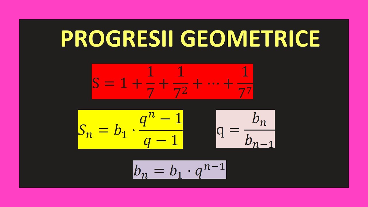 PROGRESII GEOMETRICE CLASA 9 EXERCTII REZOLVATE TEORIE FORMULE SUMA BAC TEHNOLOGIC STIINTE MATE INFO