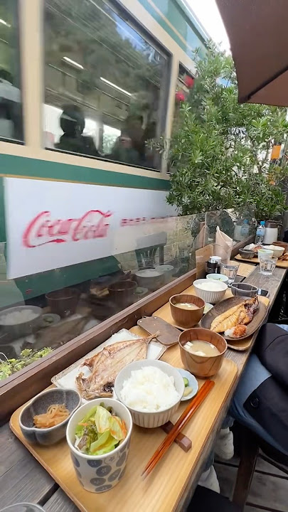 Visit Cafe Yoridokoro enjoy Japanese food with spectacular view of Enoden train passing.#kamakura