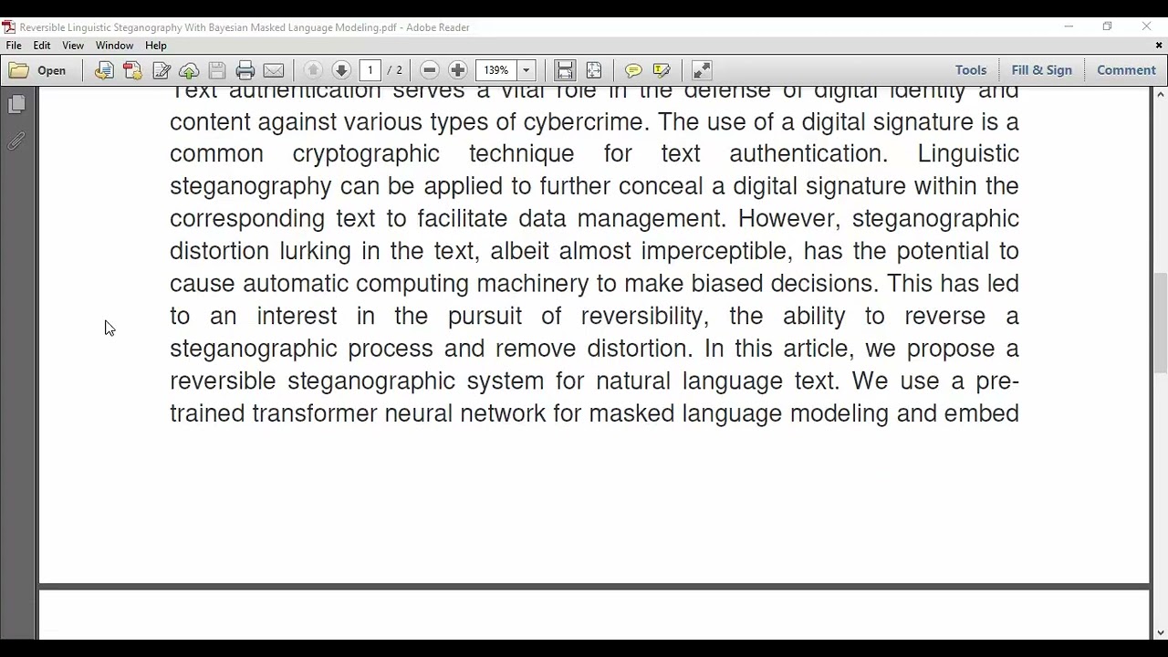 Reversible Linguistic Steganography With Bayesian Masked Language Modeling