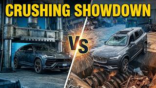 Volvo vs Lamborghini – Which Car Survives the Hydraulic Press?