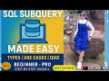 SQL Subqueries Full Tutorial (2Hr56Min) 🔥| Placement, Types & Business Use Cases Explained + Quizzes