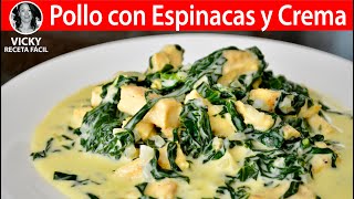 Pollo con Espinacas y Crema | #VickyRecetaFacil