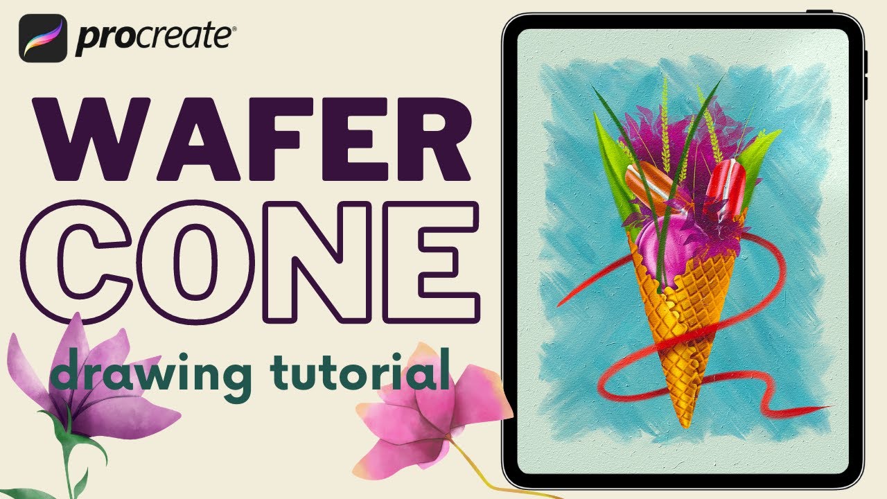 Cone & Macarons - Step-by-Step iPad Painting Tutorial - YouTube