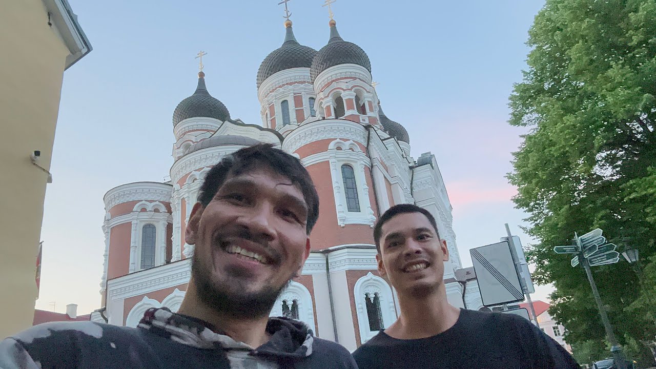 Strolling around Old Town of Tallin of Estonia with my roommate Japeth!