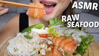 RAW Seafood YUM *Salmon, Oyster & Freshwater Shrimp Salad THAI Style NO TALKING Food Sounds | N.E