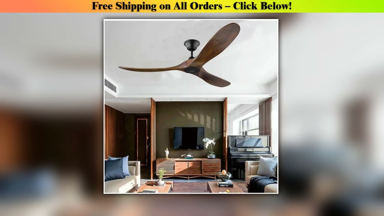 60 70 88 Inch Large Ceiling Fan Only Remote Control DC Motor Reverse Wood Blades Fans Lighting