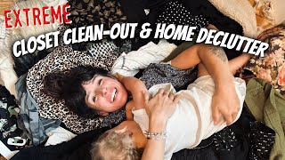 Getting rid of NEARLY HALF of my clothes &amp; kid&#39;s toys!! | HUGE Closet Cleanout + Home Declutter