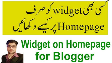 How to Show any Widget on Homepage only for Blogger