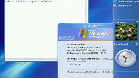 Installing Windows Longhorn Build 4001