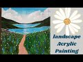 Peaceful Lake Landscape Acrylic Painting | Step-by-Step Nature Scenery | Maha Malik Artwork
