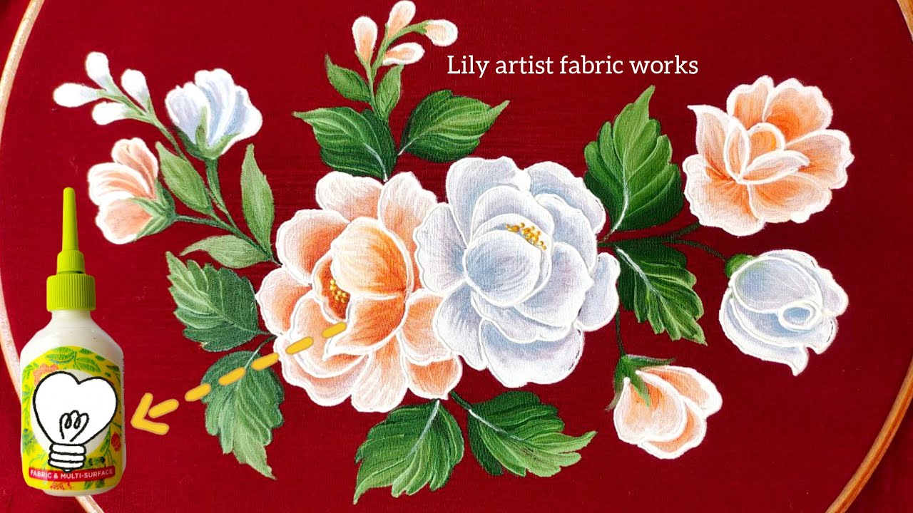 🌸 Stunning Fabric Painting Tutorial | 3D Outliner Technique | Lily Artist Fabric Works
