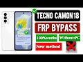 Tecno camon 18 FRP bypass without Pc | all Tecno FRP bypass new method 