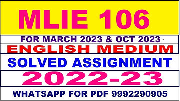 mlie 106 solved assignment 2022-23 in english | mlie 106 solved assignment 2022-23 | mlie 106 2023