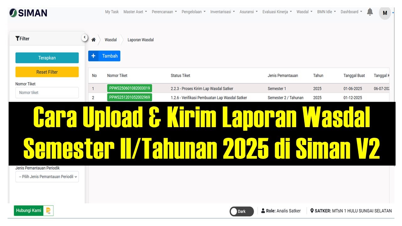 Cara Upload & Kirim Dokumen Laporan Wasdal Semester II/Tahunan 2025 di Siman V2