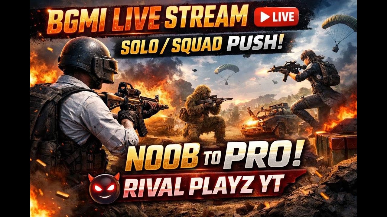 BGMI Live Stream 😈 Solo / Squad Push | Noob to Pro Gameplay  | Rival Playz