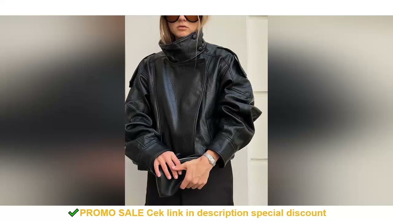 HH Autumn Faux Leather Jacket For Women Casual Solid Long Sleeve Zipper Pu Leather Coats New Fashion