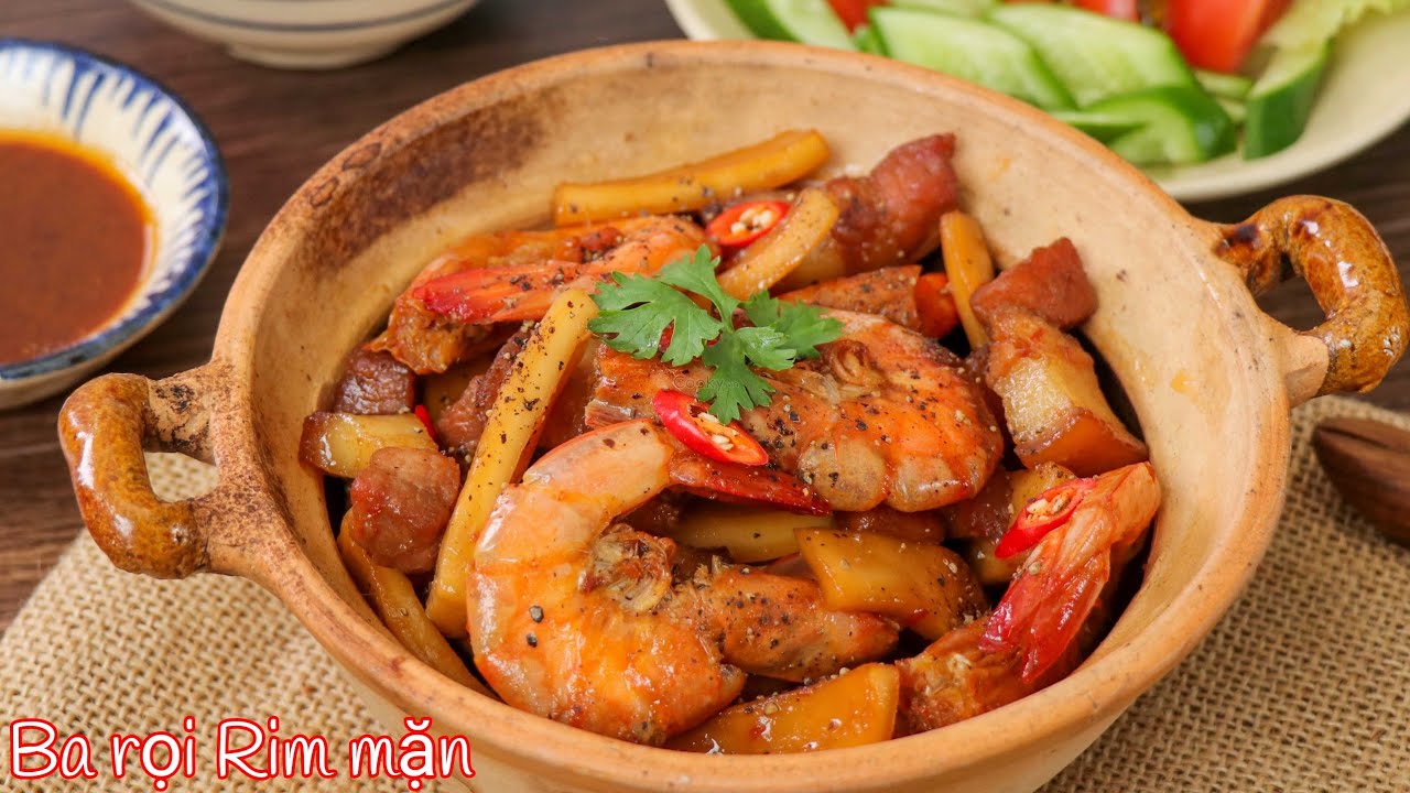 Thịt ba rọi rim tôm với cơm dừa ngon xuýt xoa | Ai cũng nấu được | Đặc ...
