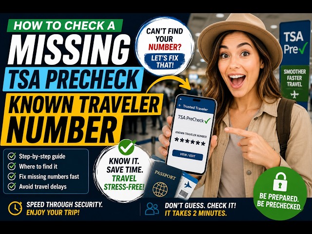 How to check a missing TSA precheck known traveler number - YouTube
