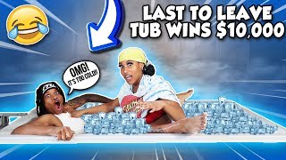 Last To Leave *FREEZING* COLD ICE BATH Wins $10,000 - Challenge