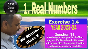 RD Sharma Class 10 EX 1.4 Q 11: A rectangular courtyard is 18m72cm long and 13m20cm broad . It is pa